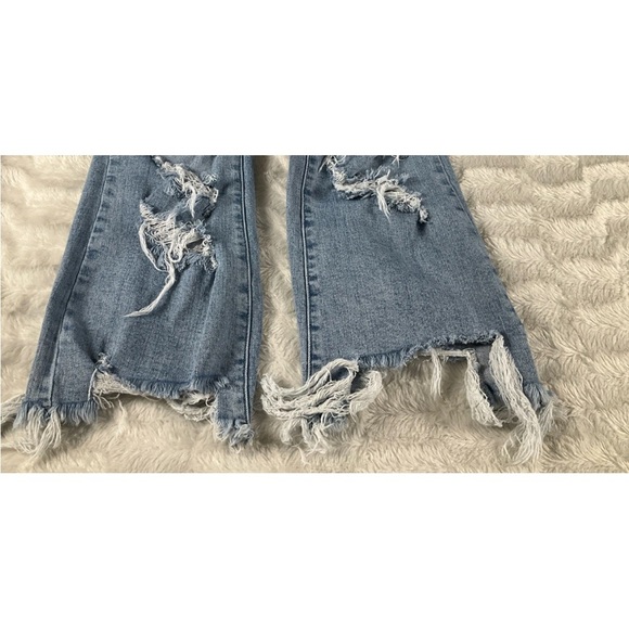 Blakeley Size 3 Women’s  Wide Leg  Crop Stretch Jeans Destroyed - Picture 5 of 11
